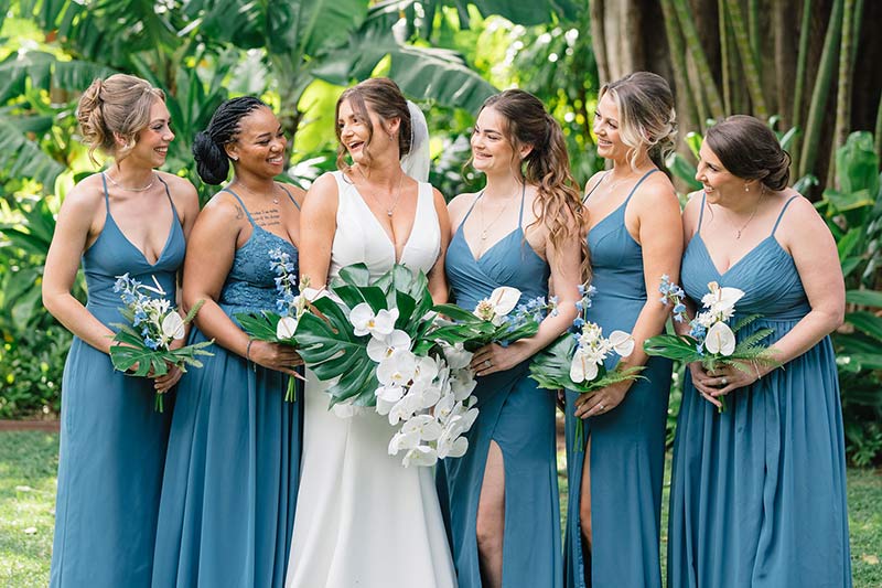 Bridal party at maui wedding styled hair and makeup styled by love and beauty maui