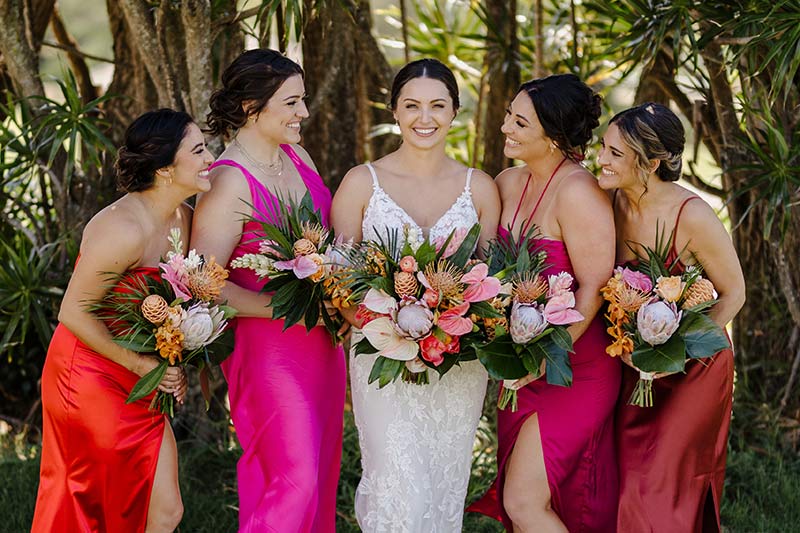 bride and bridesmaids at maui hawaii destination wedding