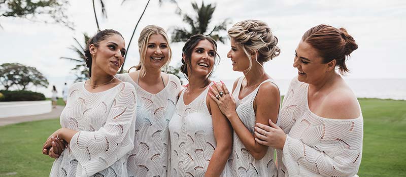 bridal party wedding hair styling in maui